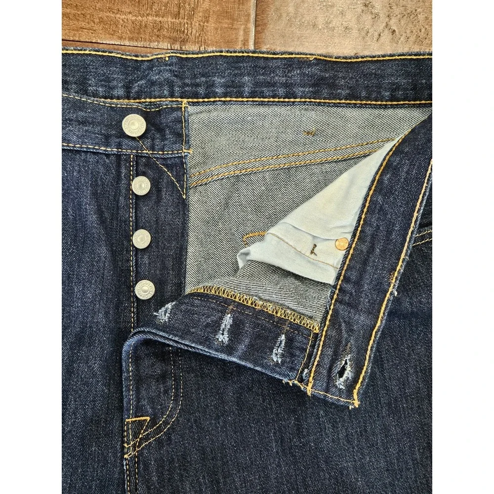Levis 501 Original Fit Mens Dark Wash Indigo Straight Leg Jeans W38 L32